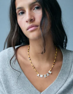 Natura Selection Collar Beads Amore 150179-YELLOW Sale