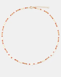 Natura Selection Collar Beads Corazones Nácar 150181-BURGUNDY Outlet